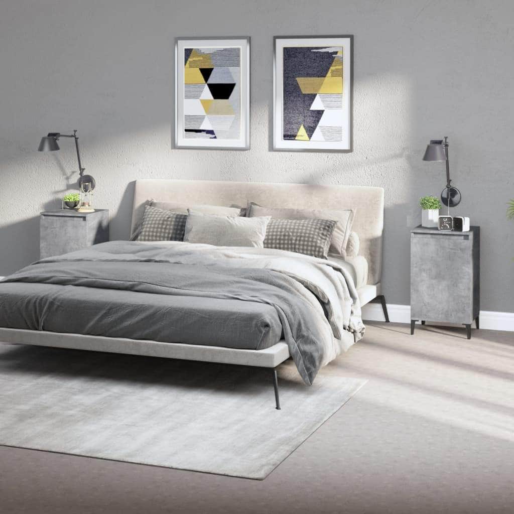 Pair of Tranquil Nights: White Engineered Wood Bedside Cabinets (Set of 2)