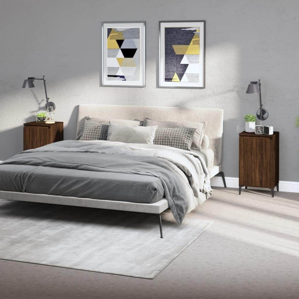 Pair of Tranquil Nights: White Engineered Wood Bedside Cabinets (Set of 2)