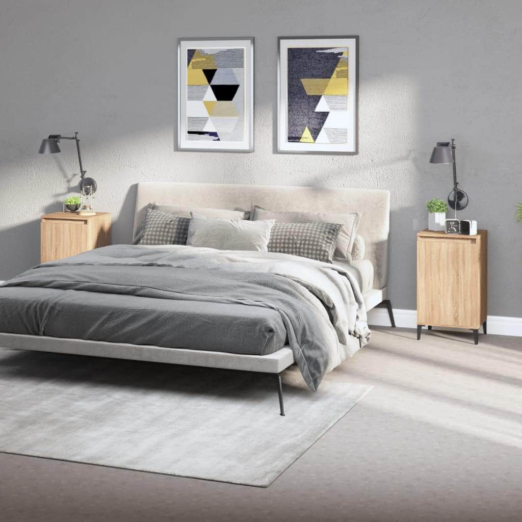 Pair of Tranquil Nights: White Engineered Wood Bedside Cabinets (Set of 2)