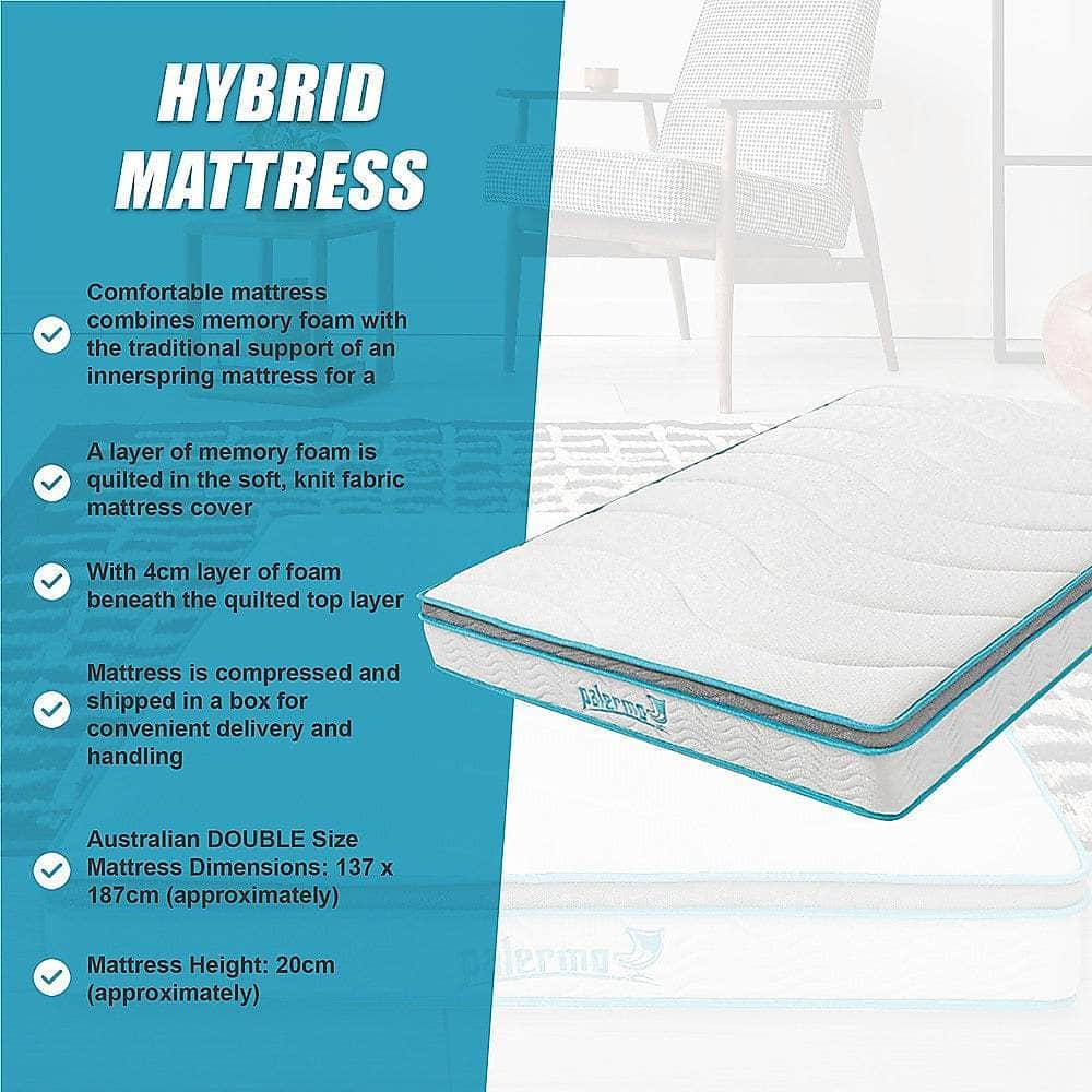 Palermo Double 20Cm Memory Foam And Innerspring Hybrid Mattress