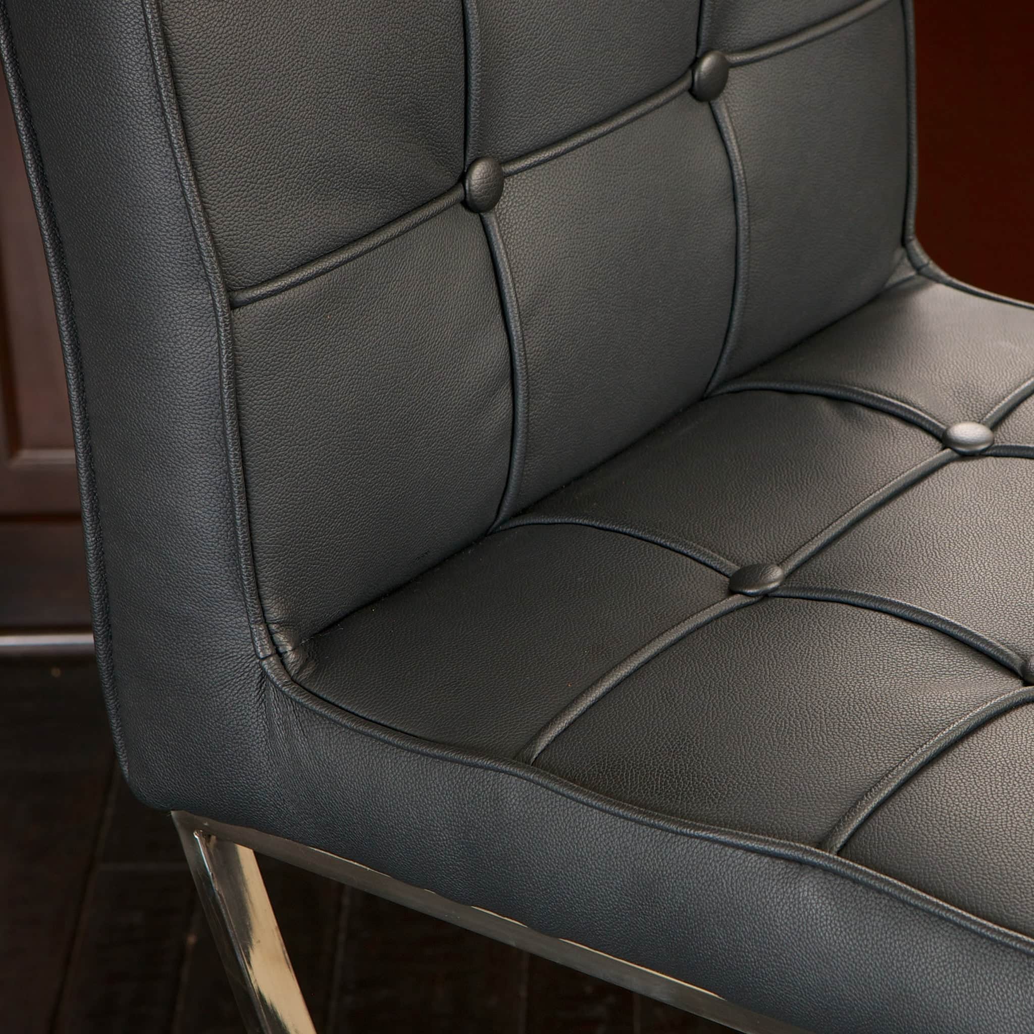 Pandora Bonded Leather & Steel Bar Stool in Black