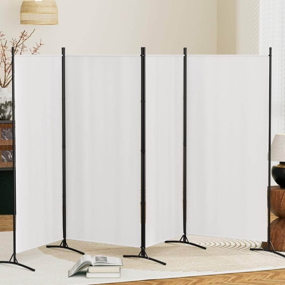 Panel Room Divider Screen Fabric Black/White