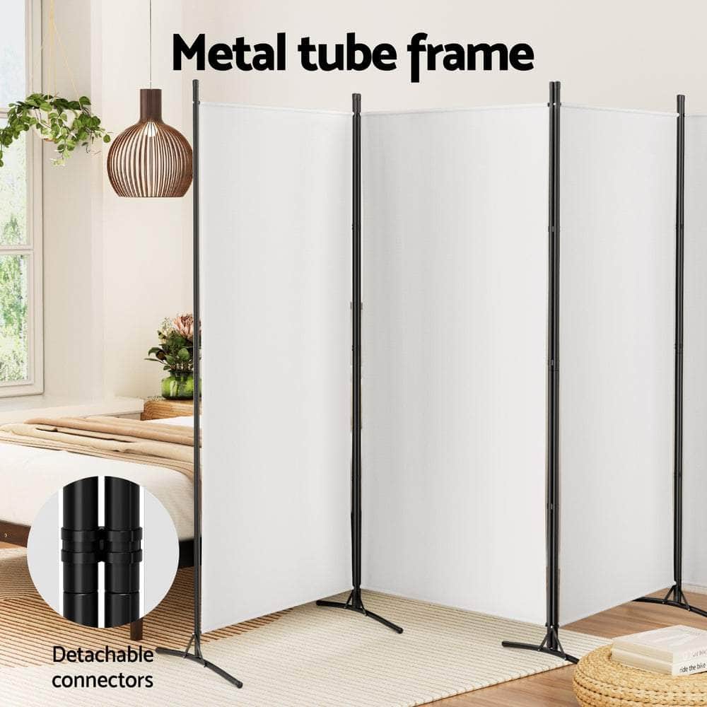 Panel Room Divider Screen Fabric Black/White