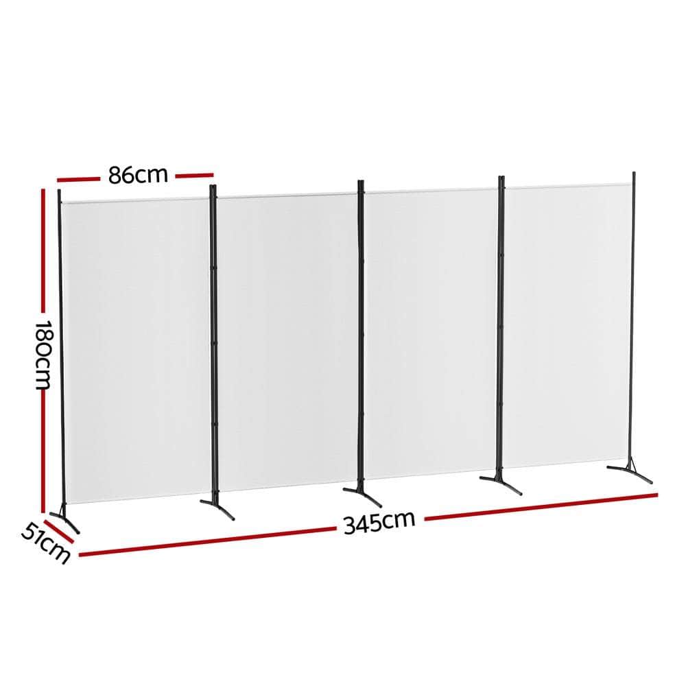 Panel Room Divider Screen Fabric Black/White