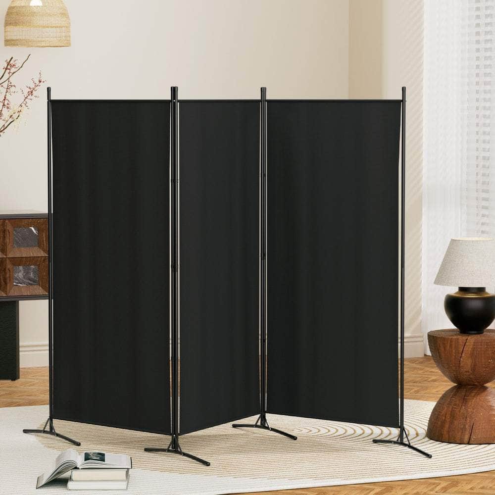 Panel Room Divider Screen Fabric Black/White