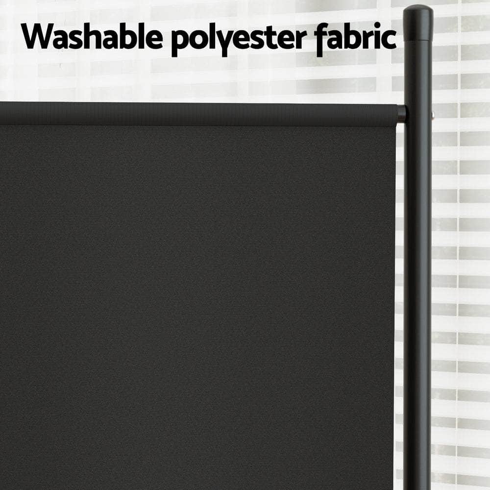 Panel Room Divider Screen Fabric Black/White