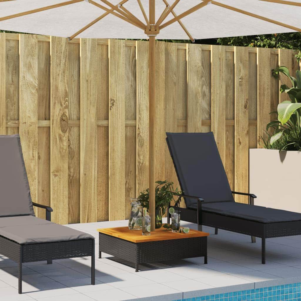 Parasol Base Cover Blac Poly Rattan and Acacia