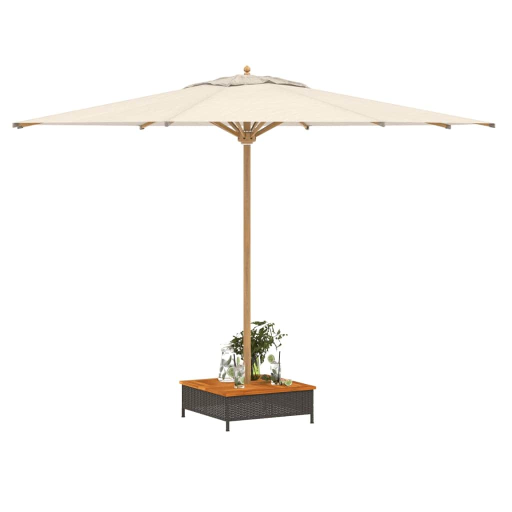 Parasol Base Cover Blac Poly Rattan and Acacia