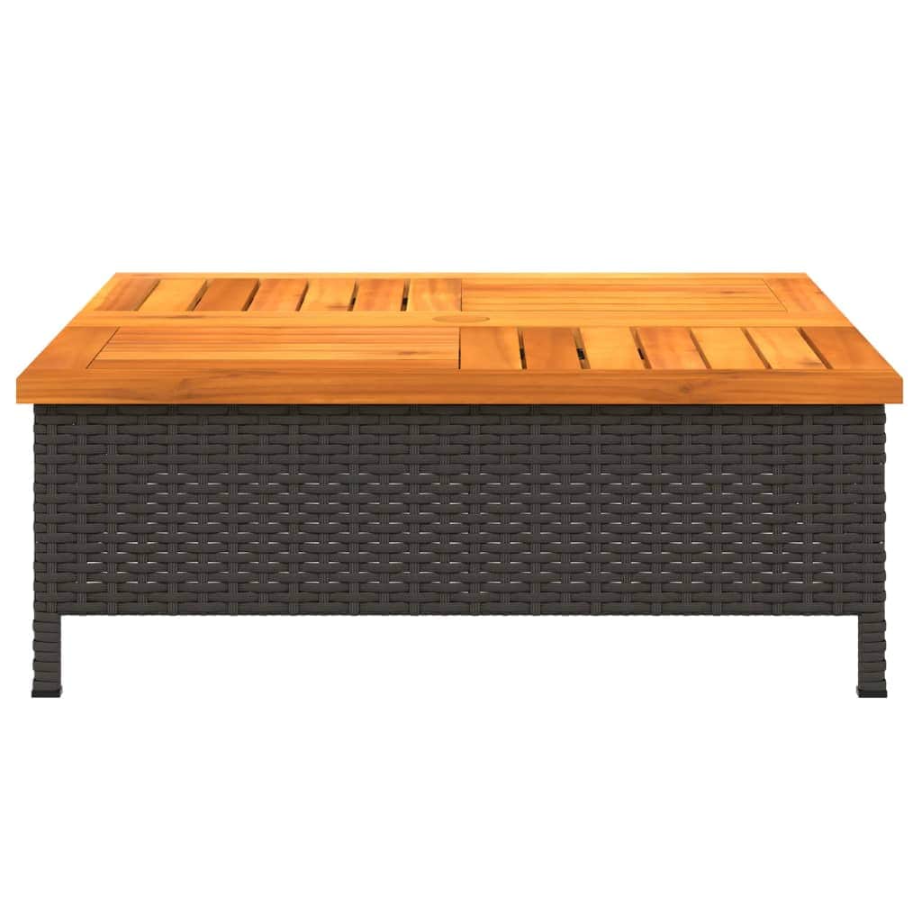 Parasol Base Cover Blac Poly Rattan and Acacia