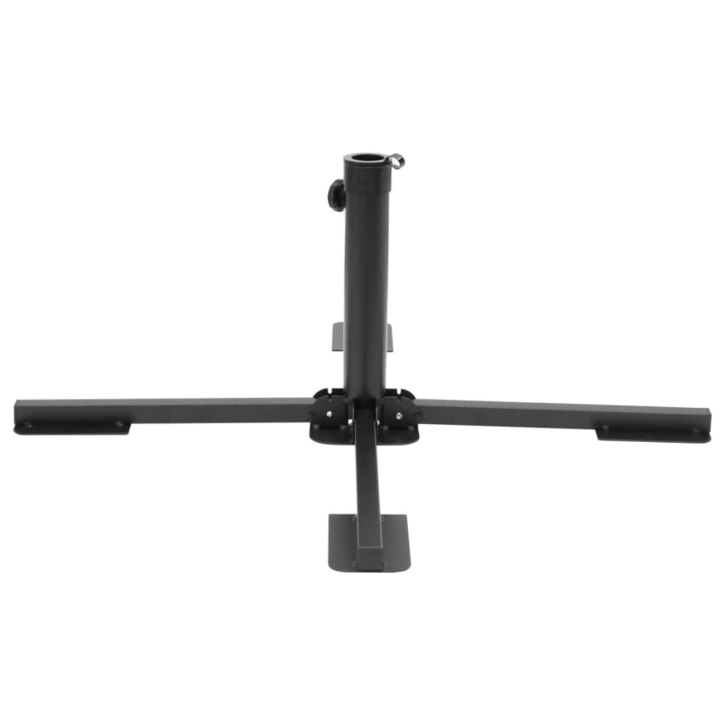 Parasol Base Foldable Pole Glossy Black Steel