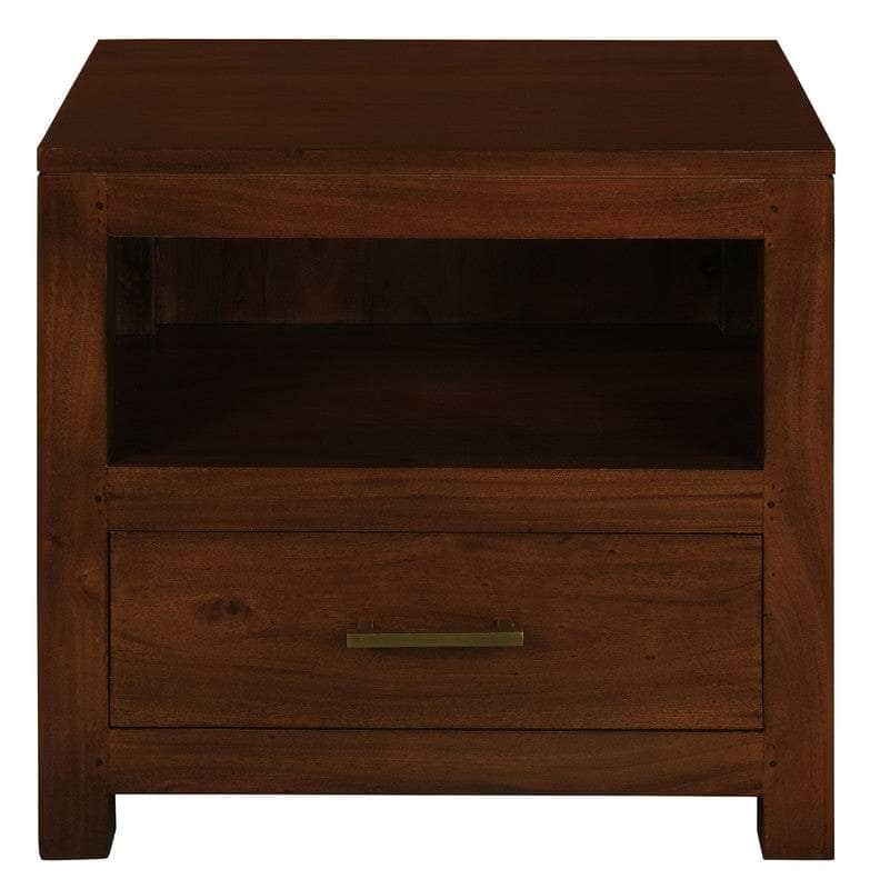 Paris 1 Drawer Solid Mahogany Timber Lamp Table (Chocolate)