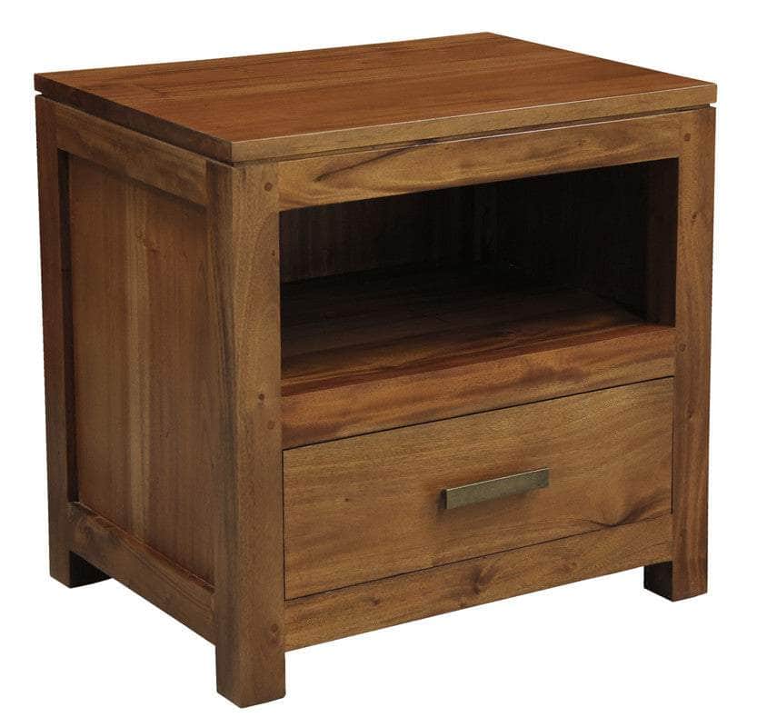 Paris 1 Drawer Solid Mahogany Timber Lamp Table (Light Pecan)