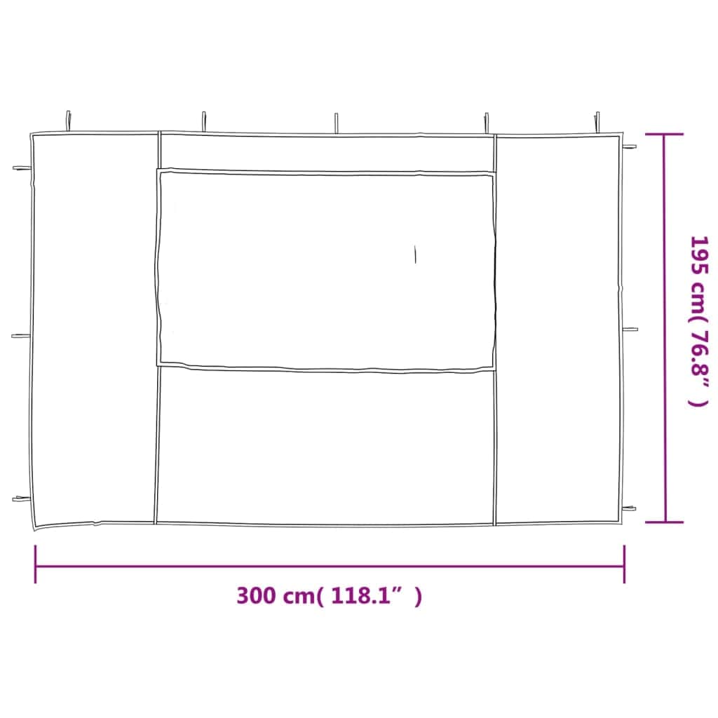 Party Tent Sidewall 2 pcs with Window PE Anthracite - Simple deals