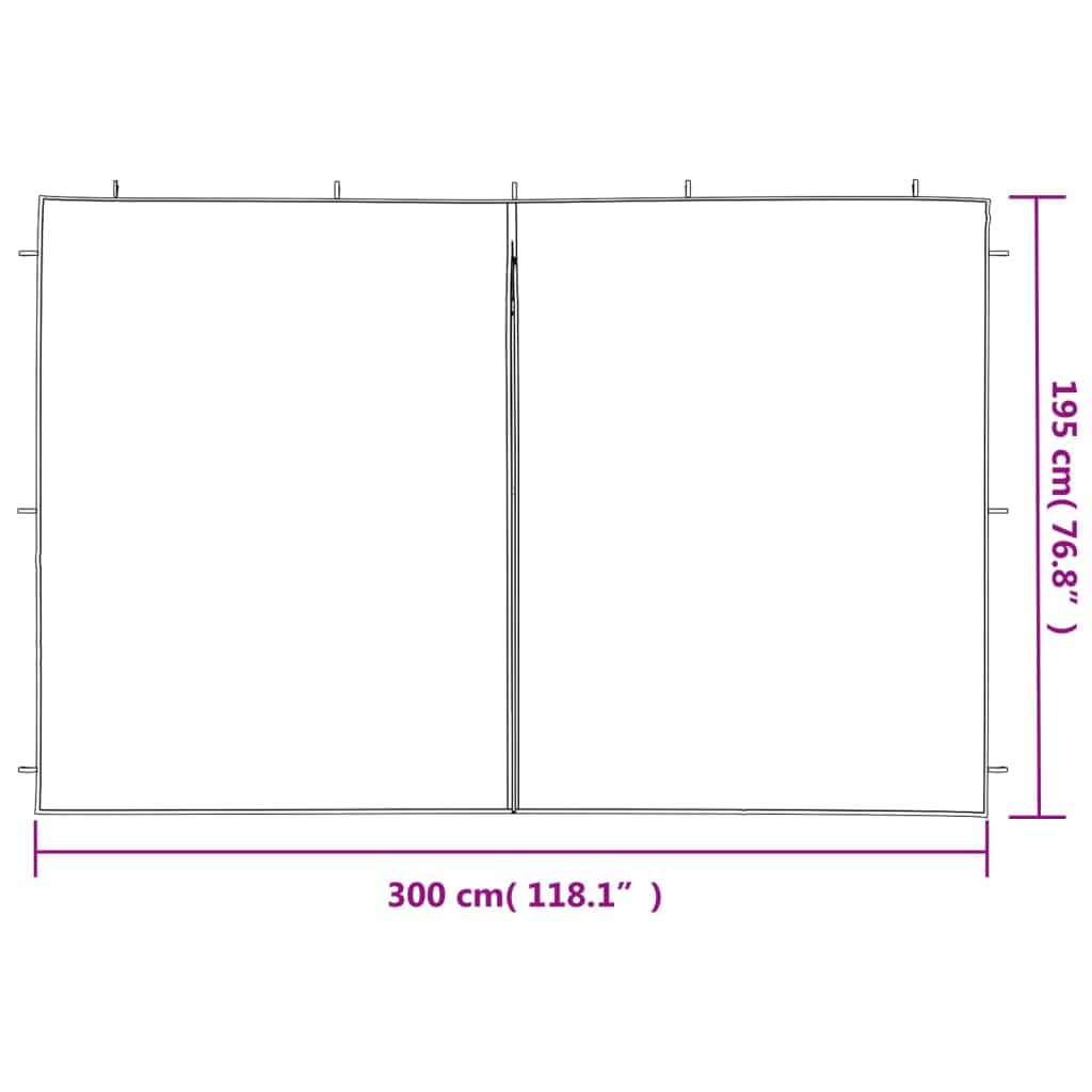 Party Tent Sidewall 2 pcs with Zipper PE Anthracite - Simple deals