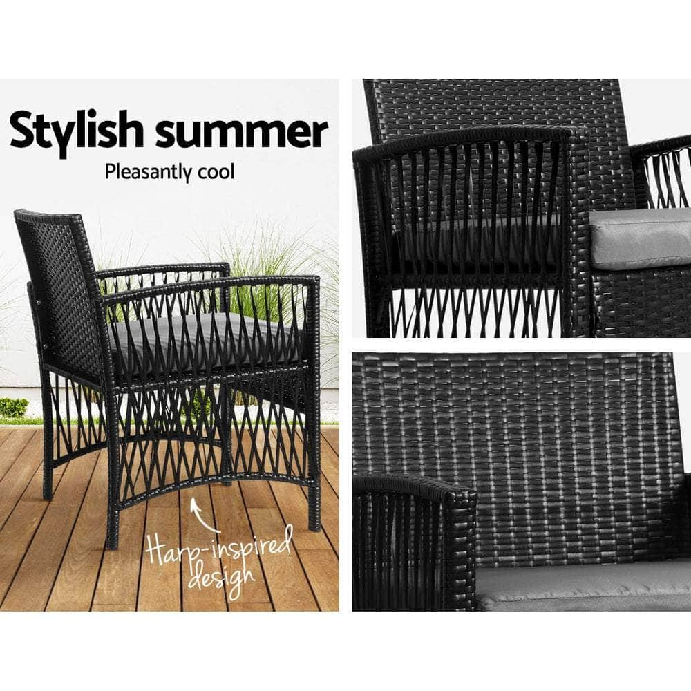 Patio Furniture Outdoor Bistro Set Dining Chairs Setting 3 Piece Wicker