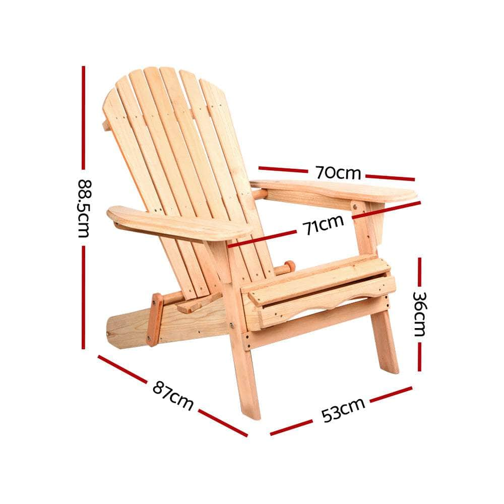 Patio Furniture Outdoor Chairs Beach Chair Wooden Adirondack Garden Lounge 2PC