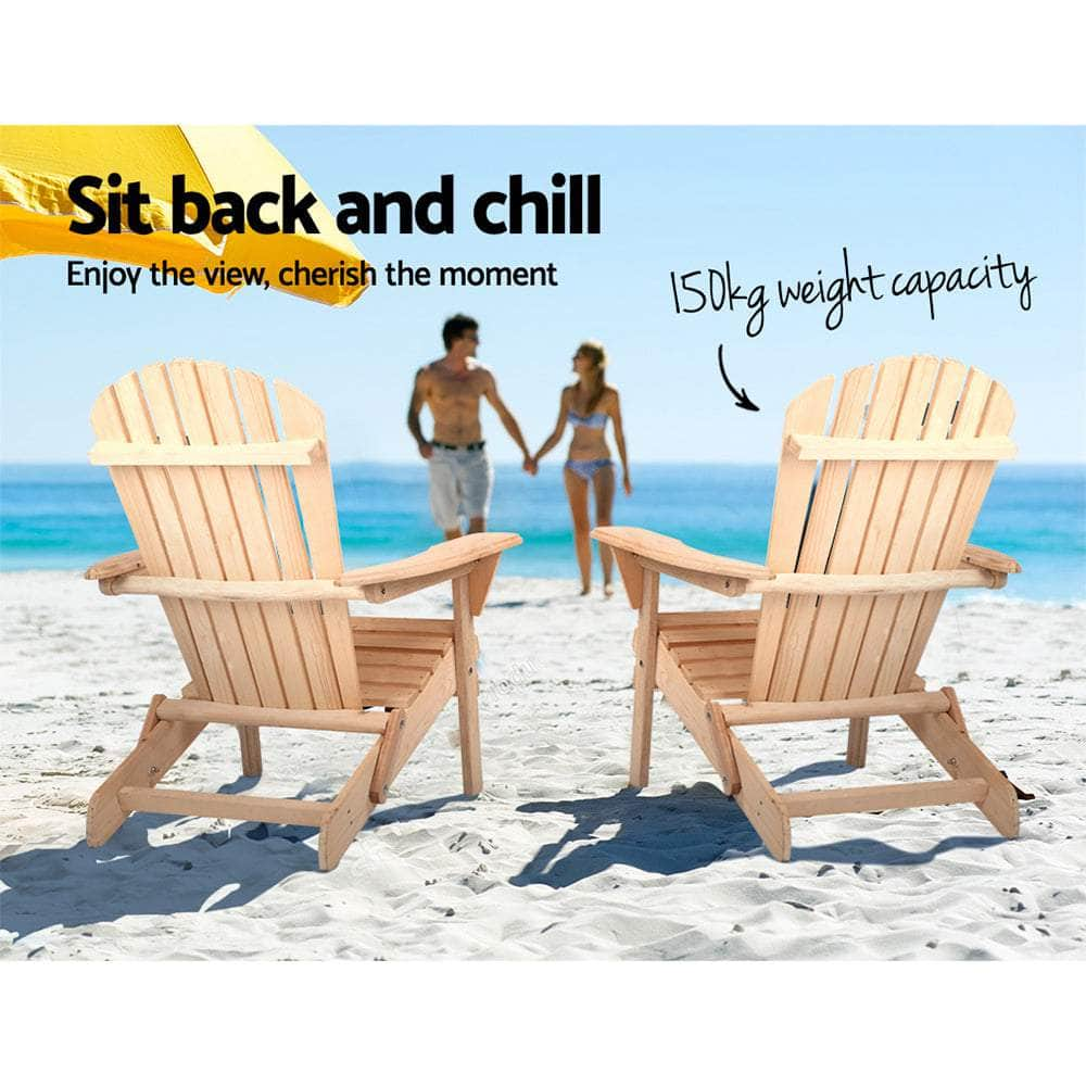 Patio Furniture Outdoor Chairs Beach Chair Wooden Adirondack Garden Lounge 2PC