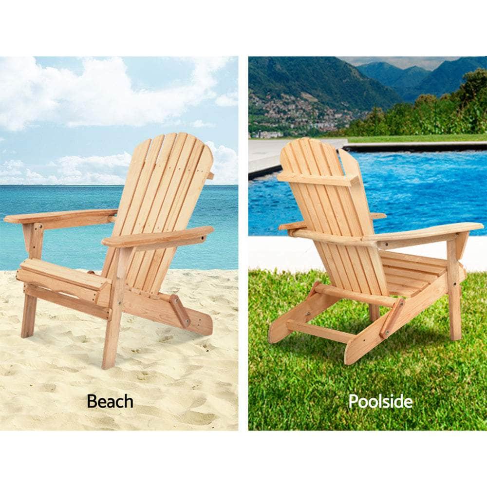 Patio Furniture Outdoor Chairs Beach Chair Wooden Adirondack Garden Lounge 2PC