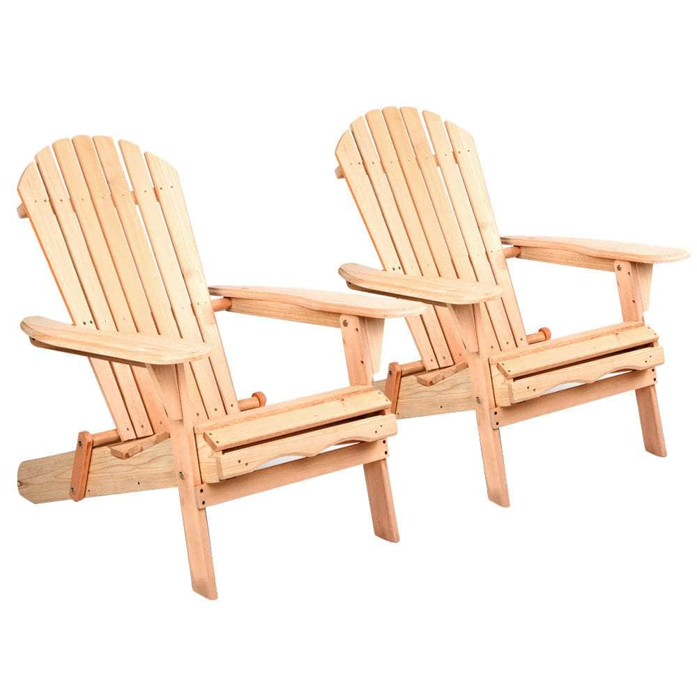 Patio Furniture Outdoor Chairs Beach Chair Wooden Adirondack Garden Lounge 2PC