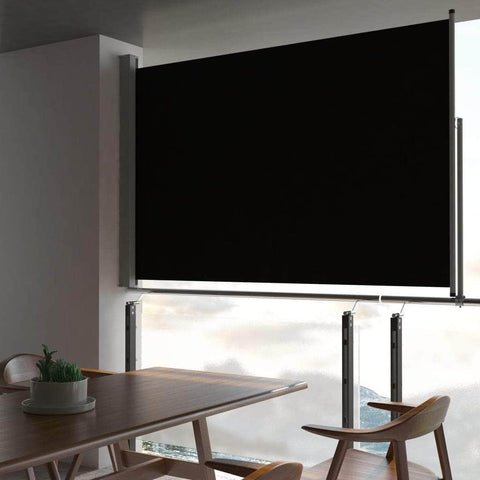 Patio Retractable Side Awning - Black