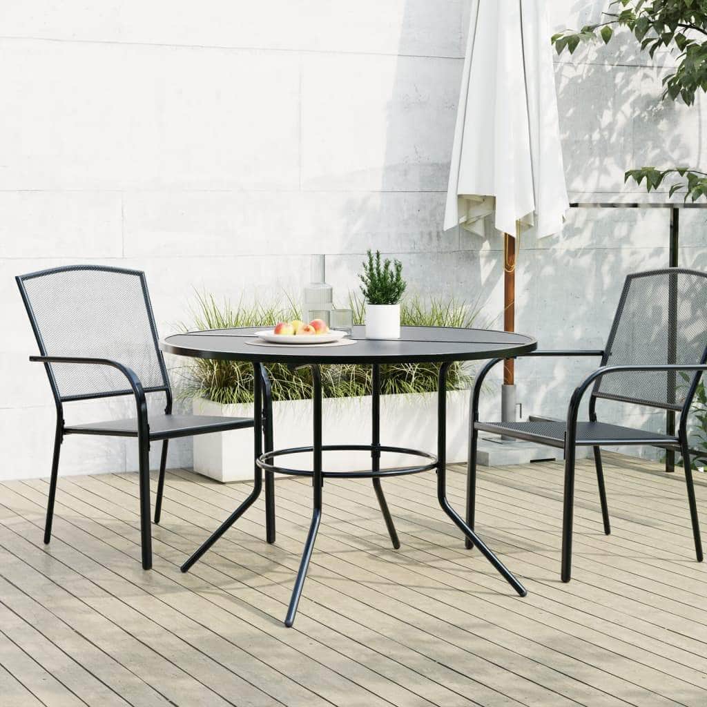 Patio Table Round Anthracite Powder-coated Steel