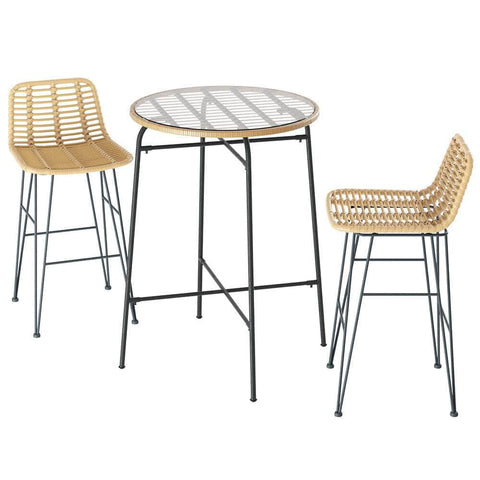 PCS Wicker Outdoor Bar Set with Patio Table and Chairs
