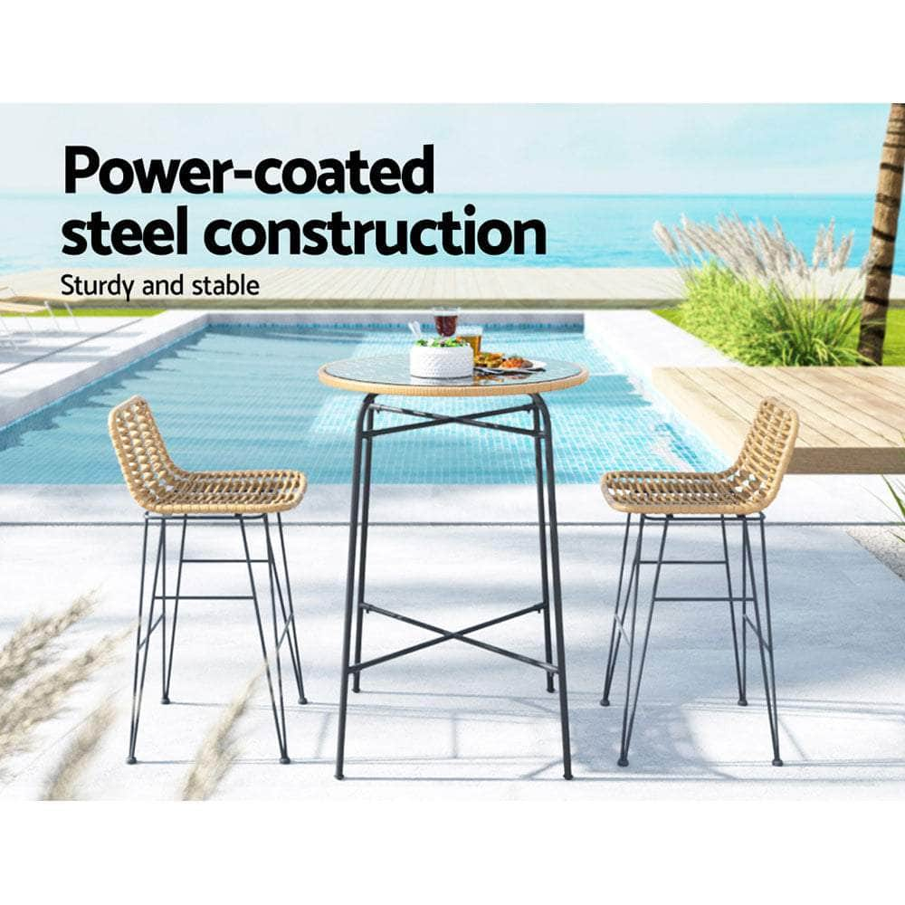 PCS Wicker Outdoor Bar Set with Patio Table and Chairs