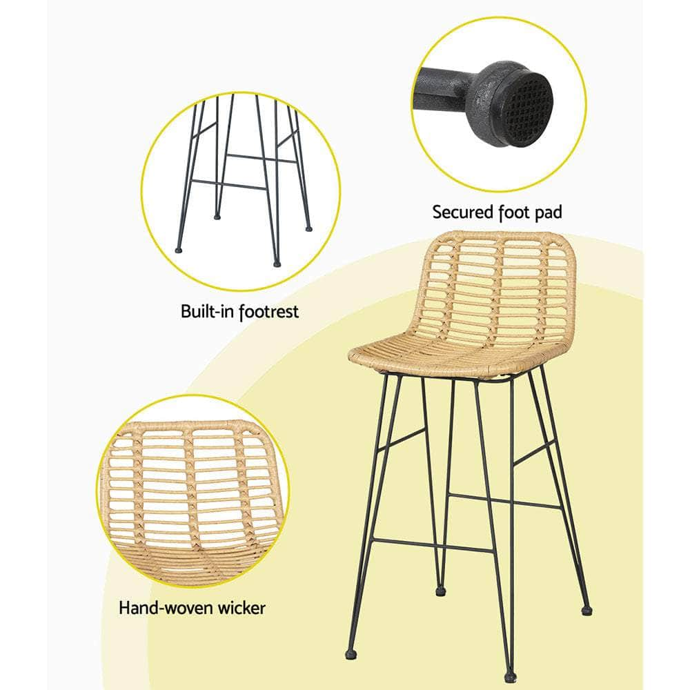 PCS Wicker Outdoor Bar Set with Patio Table and Chairs