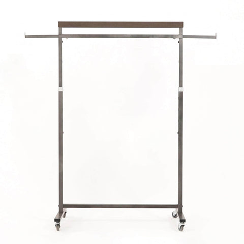 Pearl Grey Clothes Rack Coat Stand Hanging Adjustable Rollable Steel
