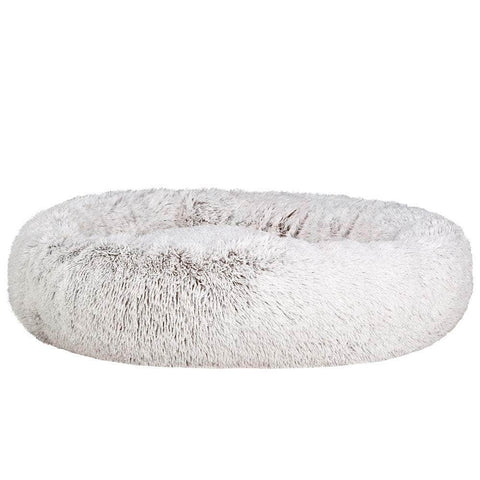 Pet Bed Dog Cat 110Cm Calming Extra Large Soft Plush White Brown