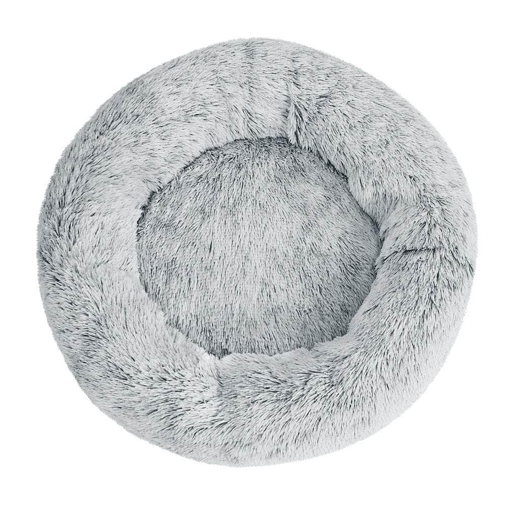 Pet Bed Dog Cat 90cm Large Calming Soft Plush Light Charcoal