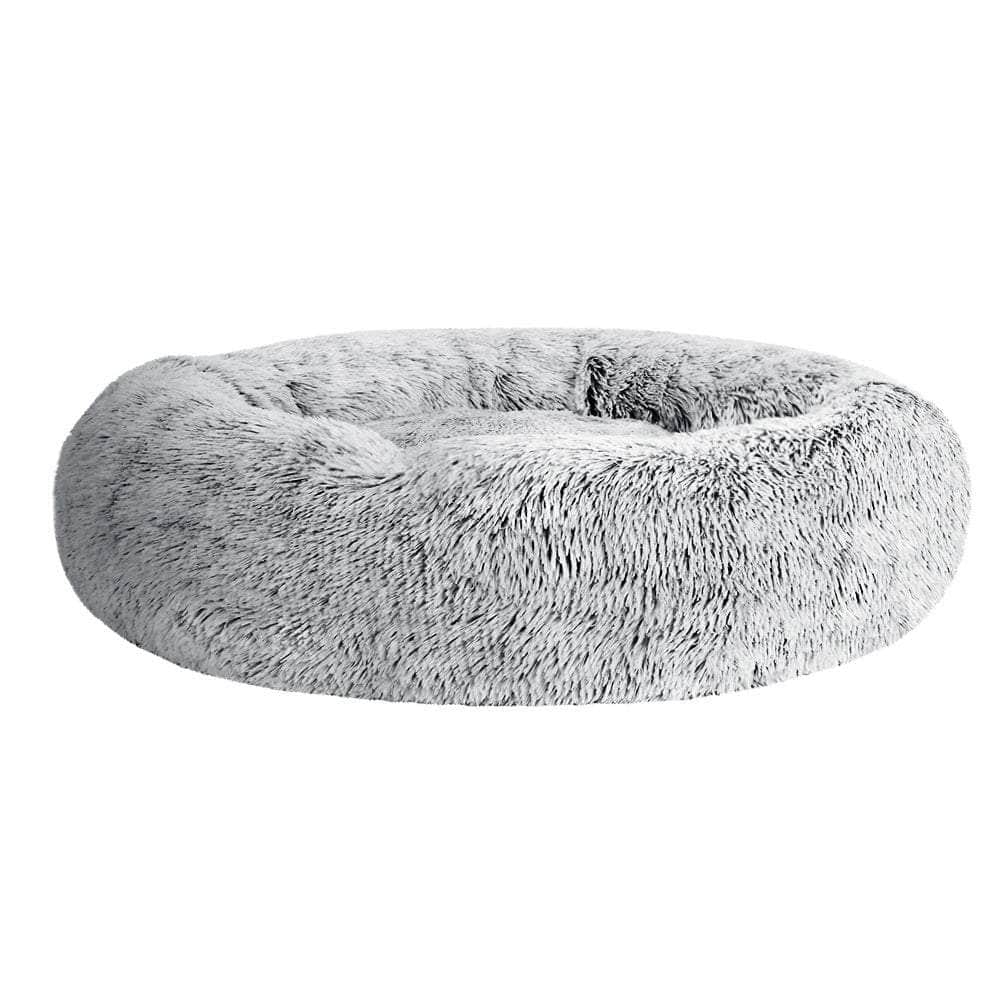 Pet Bed Dog Cat 90cm Large Calming Soft Plush Light Charcoal