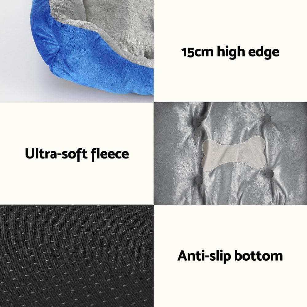 Pet Bed Dog Cat Calming Soft Mat Sleeping Comfy Plush Cave Washable Blue