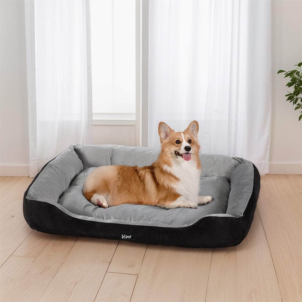 Pet Bed Dog Cat Calming Soft Sleeping Comfy Plush Mat Cave Washable Black
