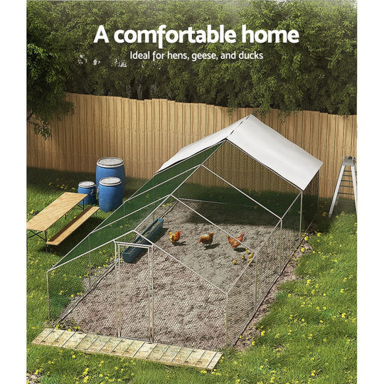 Chicken Coop Cage 3X8X2M Galvanised Steel - Coop & Hutch Accessories