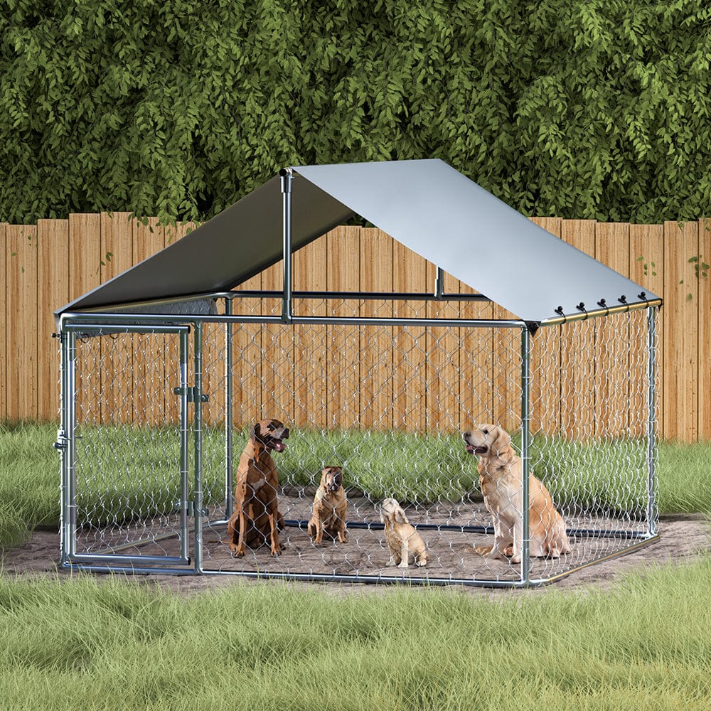 Dog Kennels - Dog Kennel Large House Pet Run Cage Puppy Outdoor Enclosure With Roof - photo 12