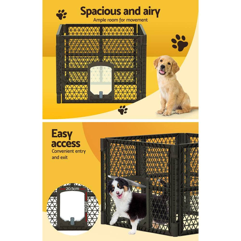 Pet Dog Playpen Enclosure 4 Panel Fence Puppy Cage Plastic Play Pen Fold