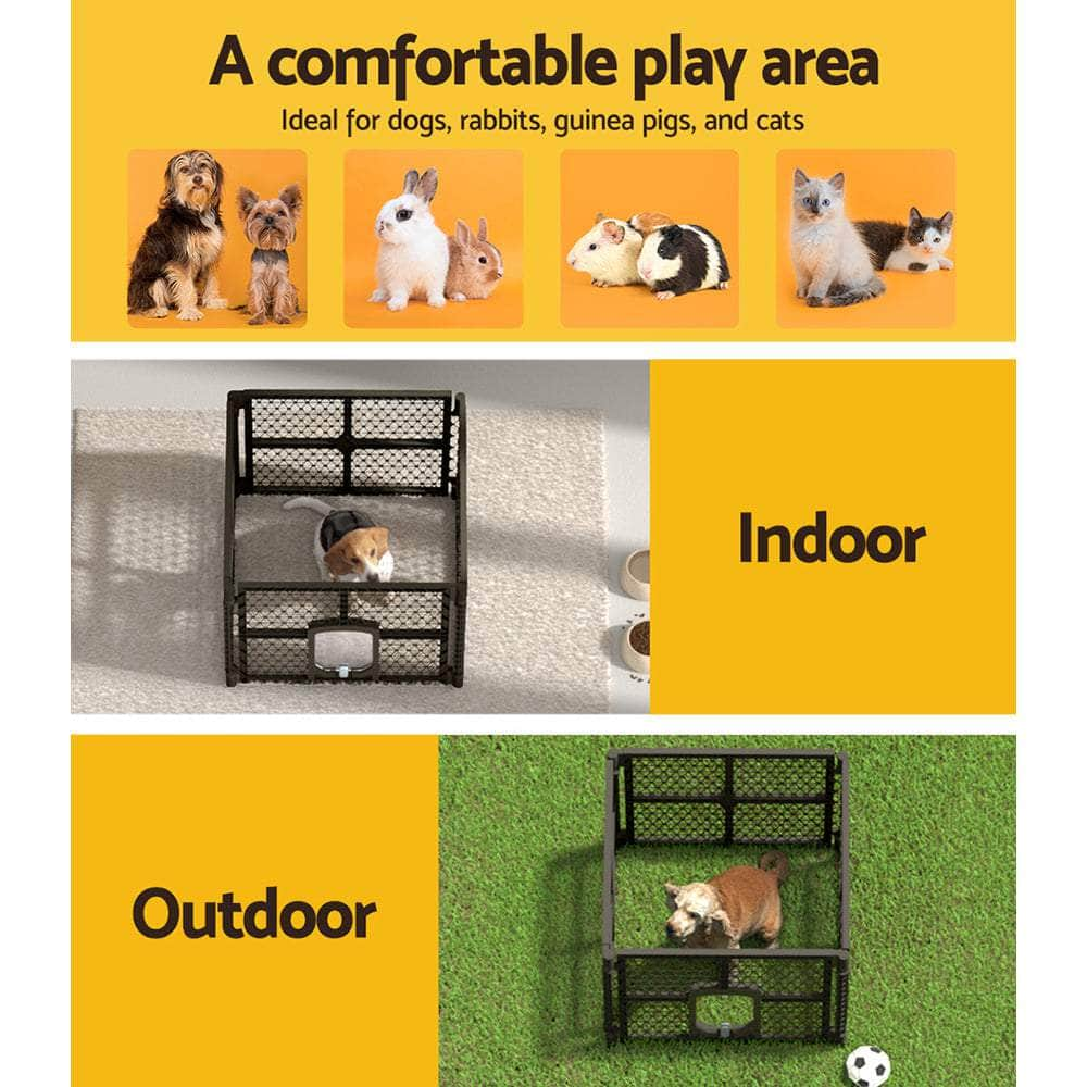 Pet Dog Playpen Enclosure 4 Panel Fence Puppy Cage Plastic Play Pen Fold