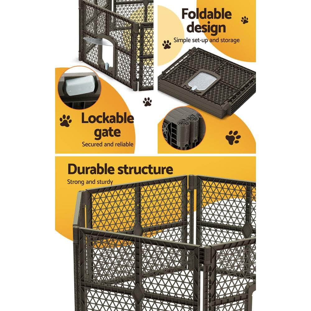 Pet Dog Playpen Enclosure 6 Panel Fence Puppy Cage Plastic Play Pen Fold