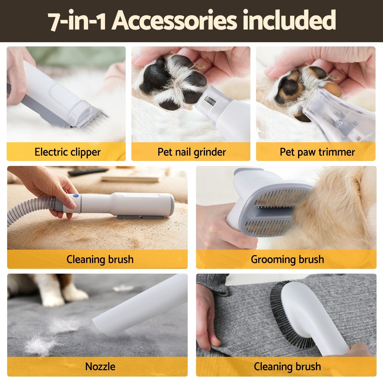 Pet Grooming Kit Vacuum Dog Cat Hair Dryer Remover Clipper Brushes Cleaning - Pet Grooming Supplies - photo 9
