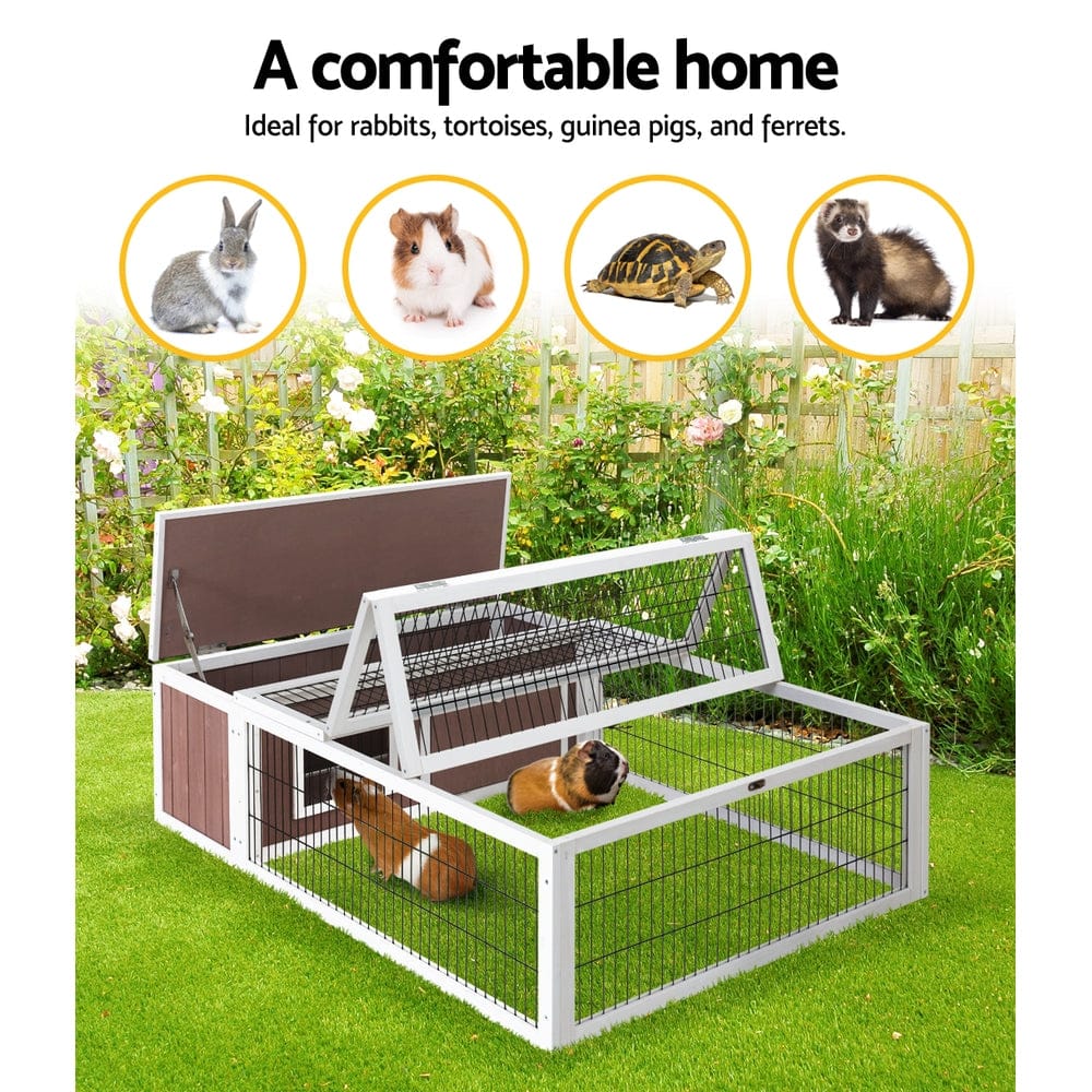 Wooden Rabbit Hutch Chicken Coop Run Cage Habitat House Outdoor Large with Small Animal Habitats & Cages