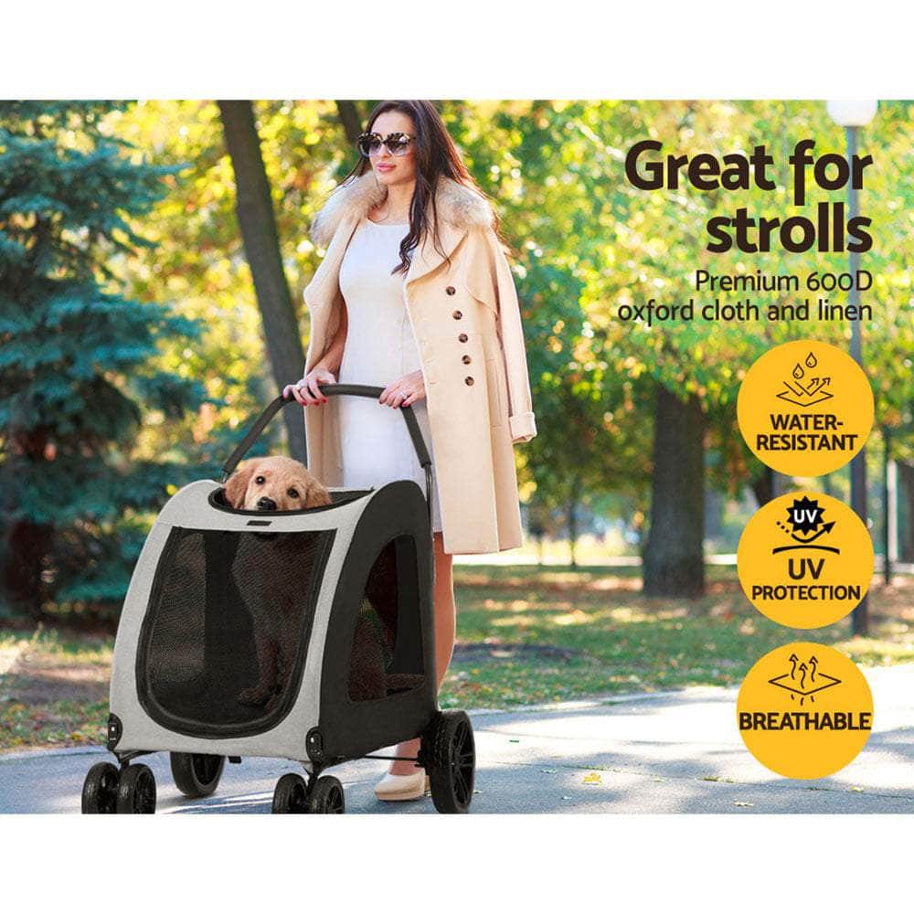 Pet Stroller Dog Pram Large Carrier Cat Travel Strollers 4 Wheels Trolley
