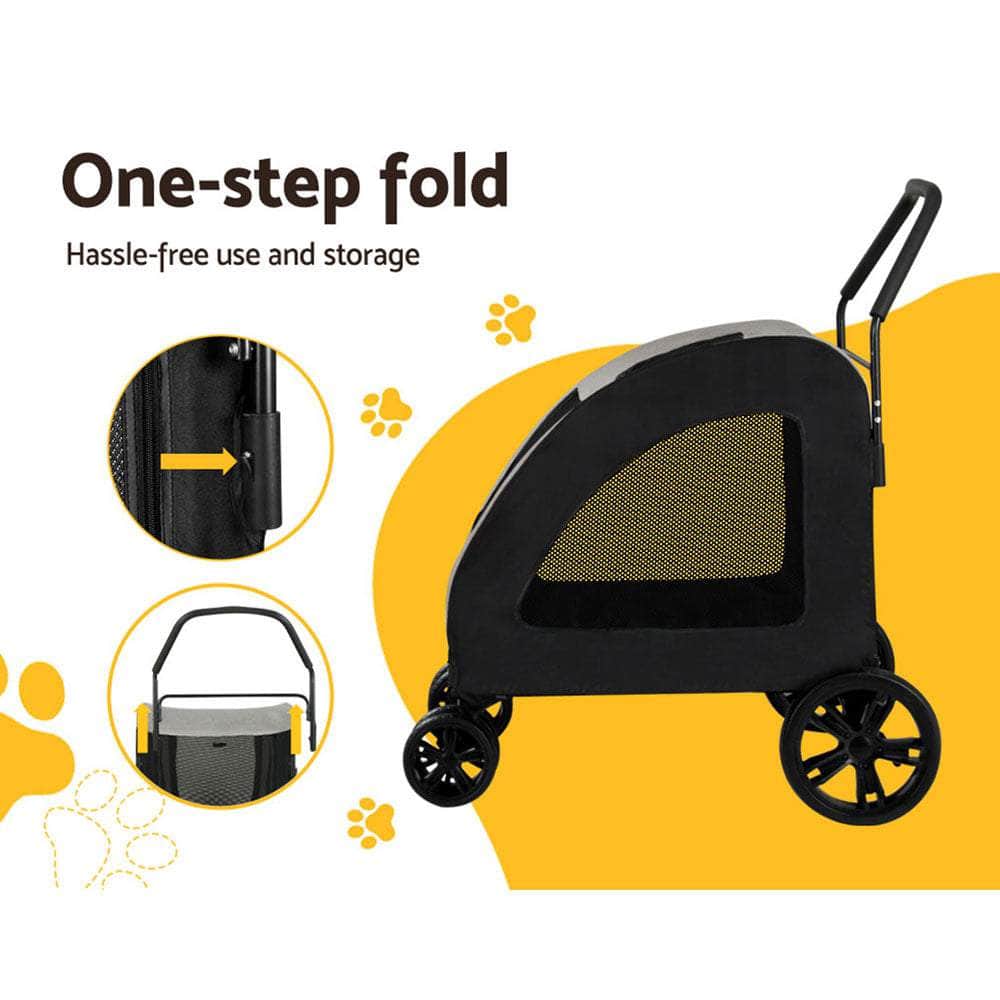 Pet Stroller Dog Pram Large Carrier Cat Travel Strollers 4 Wheels Trolley
