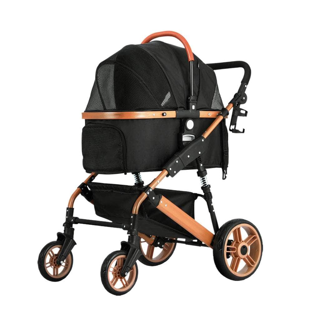 Pet Stroller Dog Pram Large Cat Carrier Travel Foldable Pushchair 4 Wheels