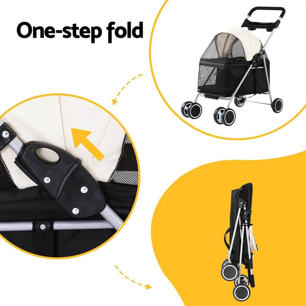 Pet Stroller Pram Dog Cat Carrier Cage Large Travel Pushchair Foldable 4 Wheels