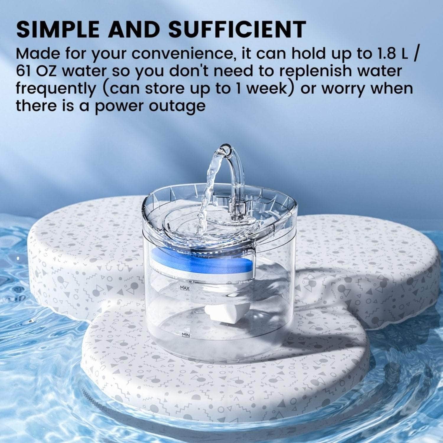 Pet Water Fountain Dispenser 1.8L