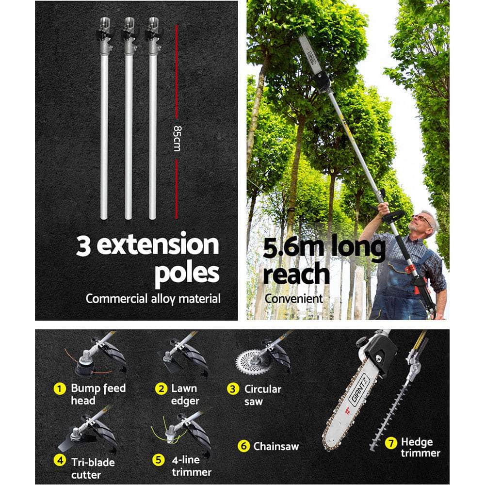 Petrol Pole Chainsaw Brush Cutter Whipper Snipper Hedge Trimmer Pruner