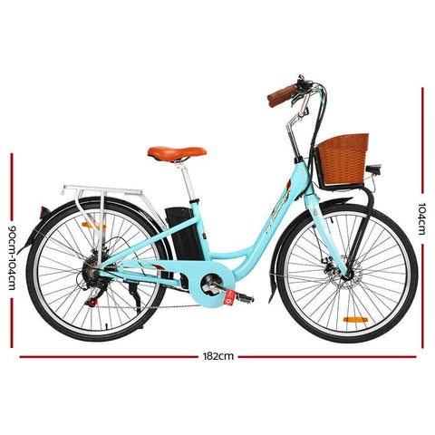 26 Inch Electric Bike Urban Bicycle Ebike Removable Battery Blue