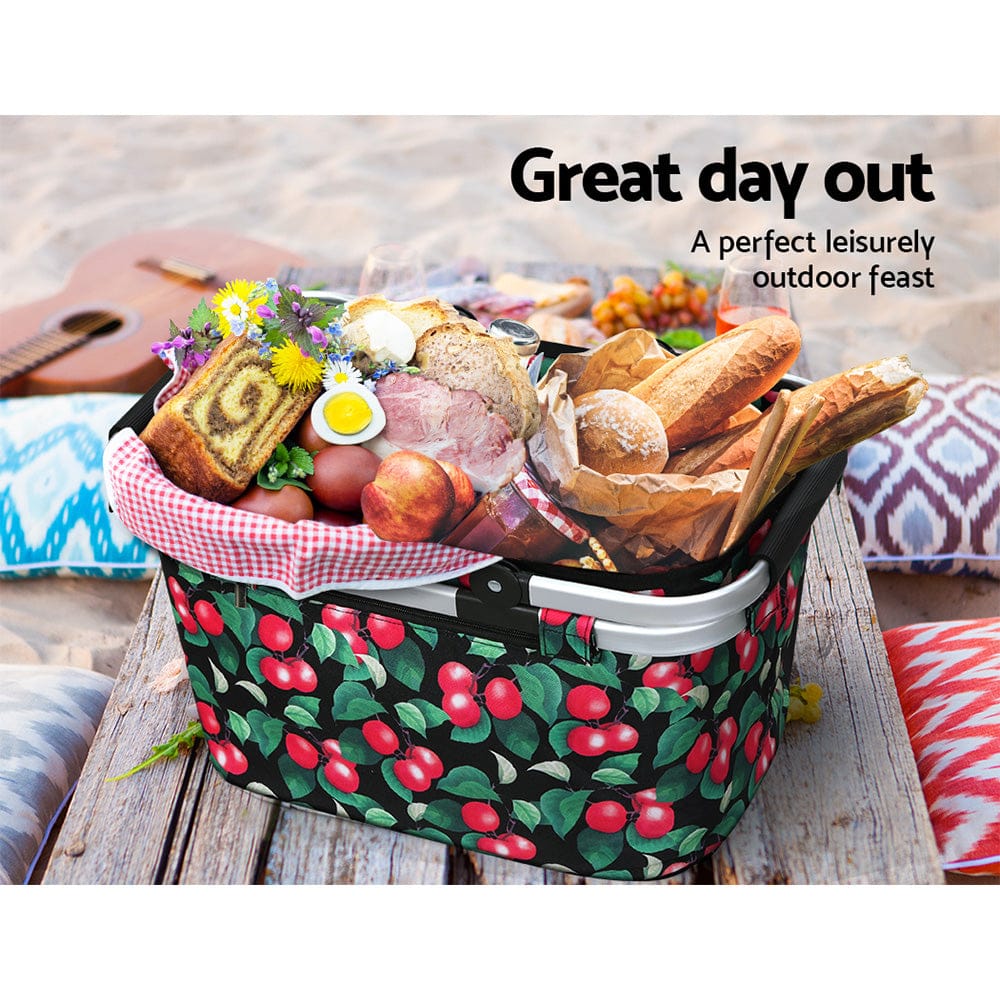 Picnic Basket Folding Bag Hamper Food Storage Insulated with Picnic Baskets