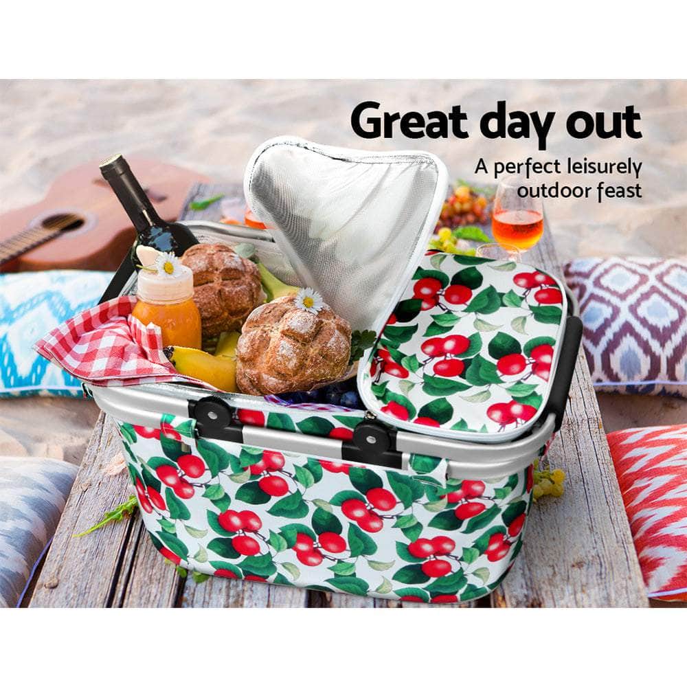 Picnic Basket Folding Bag Hamper Insulated Food Cover Storage